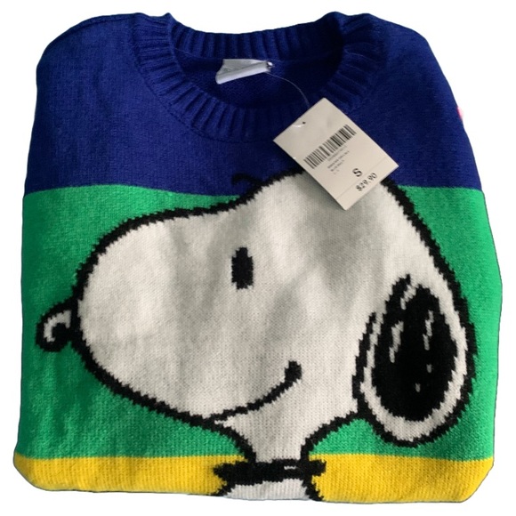 NWT PEANUTS Women’s Snoopy Rainbow Striped Crewneck Acrylic Sweater Sz S - Picture 4 of 6